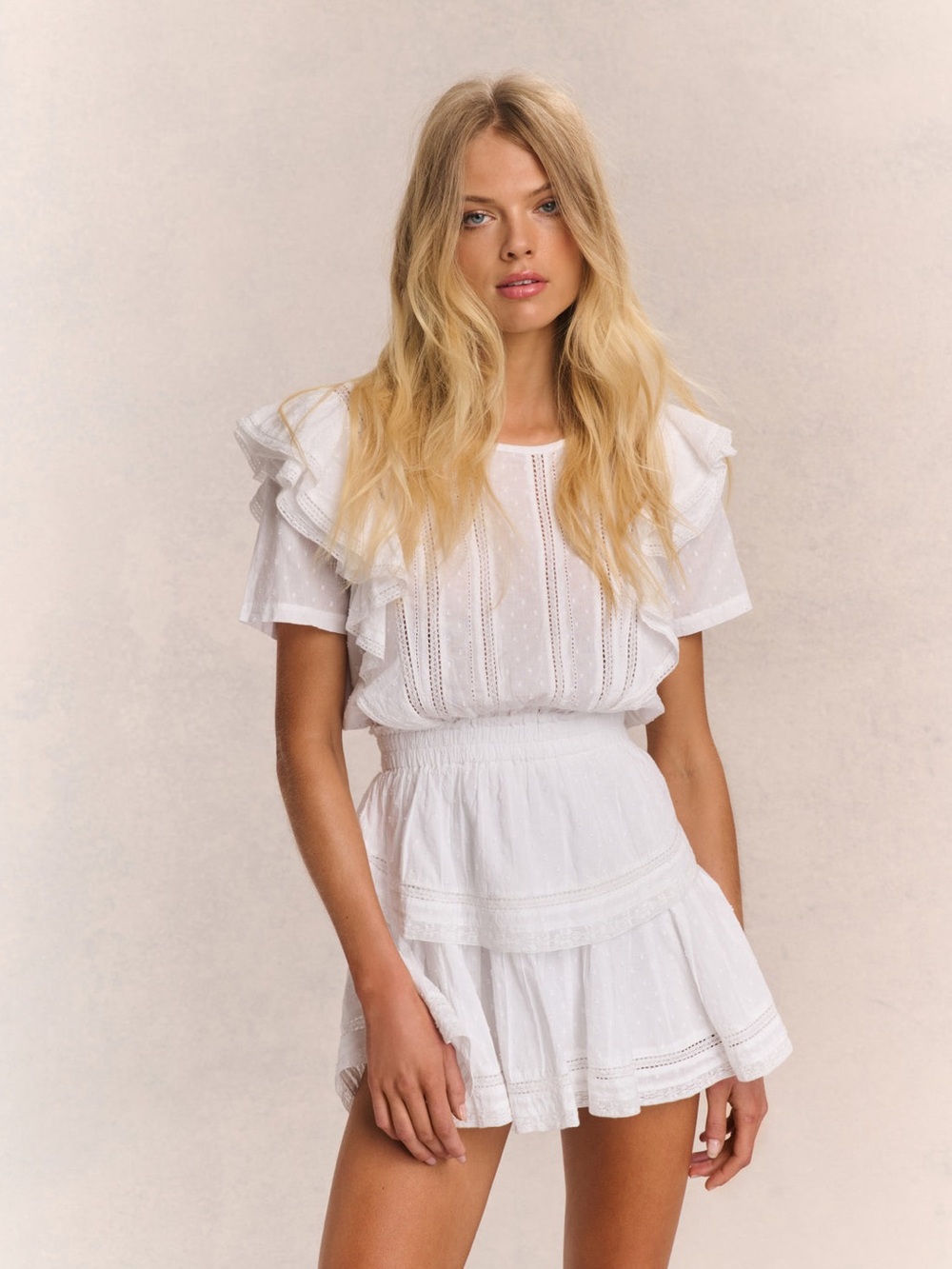 LoveShackFancy White Eyelet Mini Dress